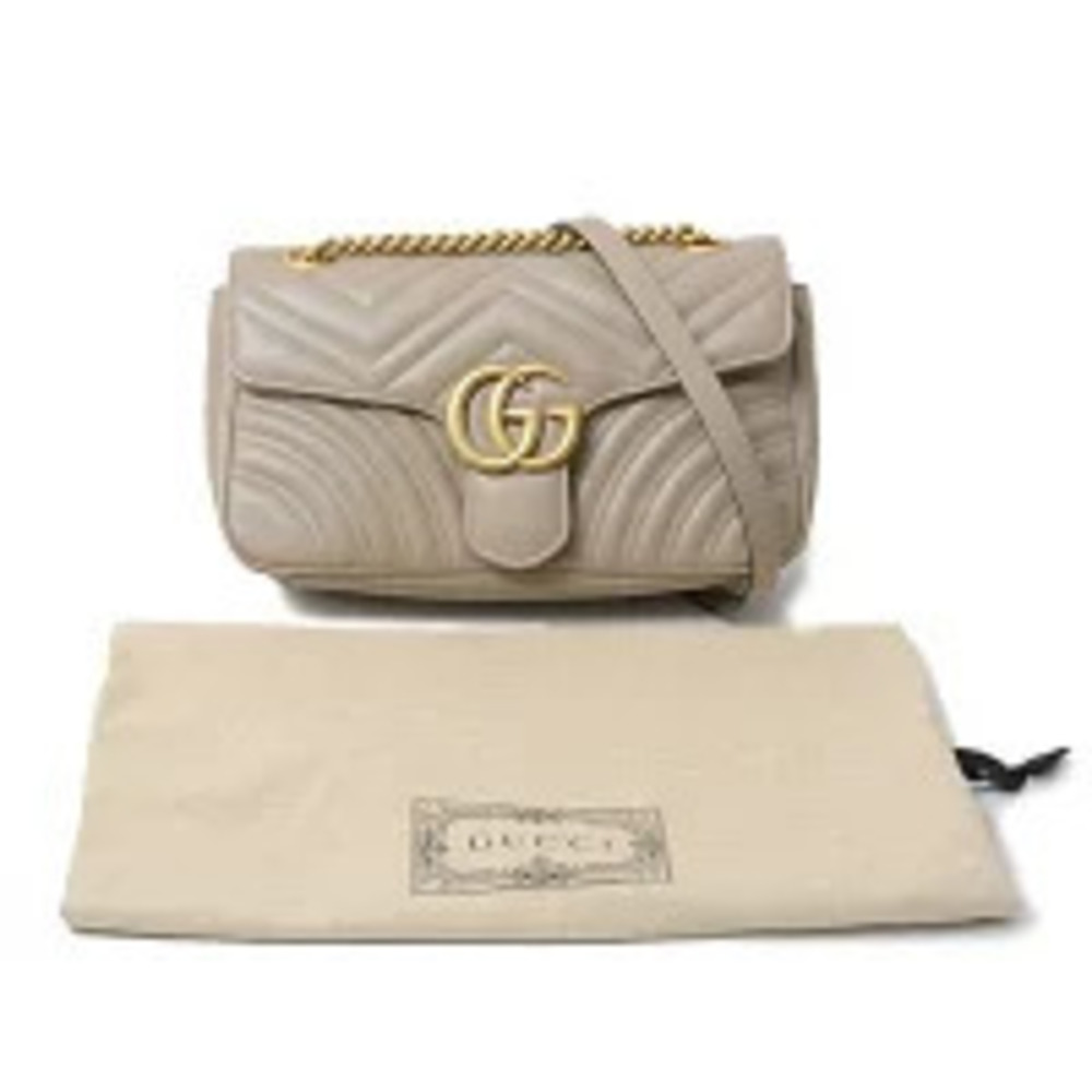 Gucci Chain Shoulder Bag GG Marmont Leather Beige - Picture 10 of 10
